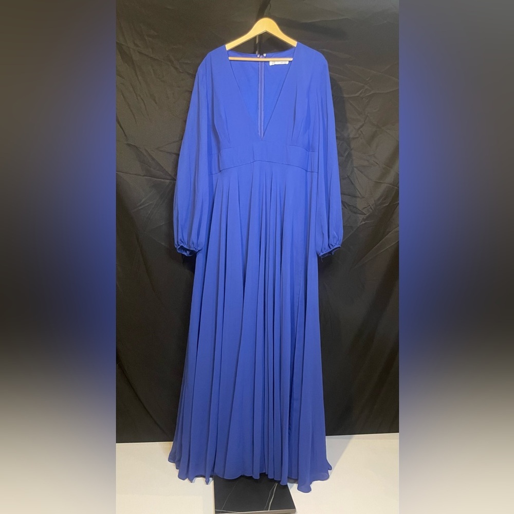 Ieena By Mac Duggal 55682 V‎ Neck, A Line, Bishop Sleeves, Cobalt Gown, size 20 - Picture 5 of 11